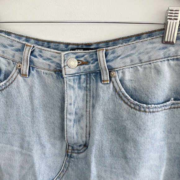 Glassons Womens Skirt Size 10 Denim Light Blue Raw Hem Button Fly - Picture 2 of 7